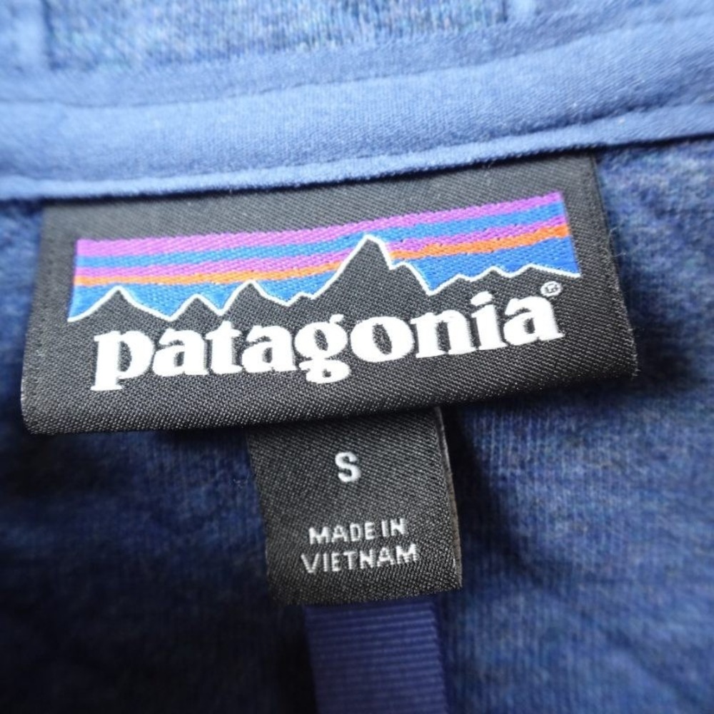Patagonia Jacket Womens S Blue Organic Cotton Quilt Hoody Quilted Full Zip Hike - Picture 5 of 11